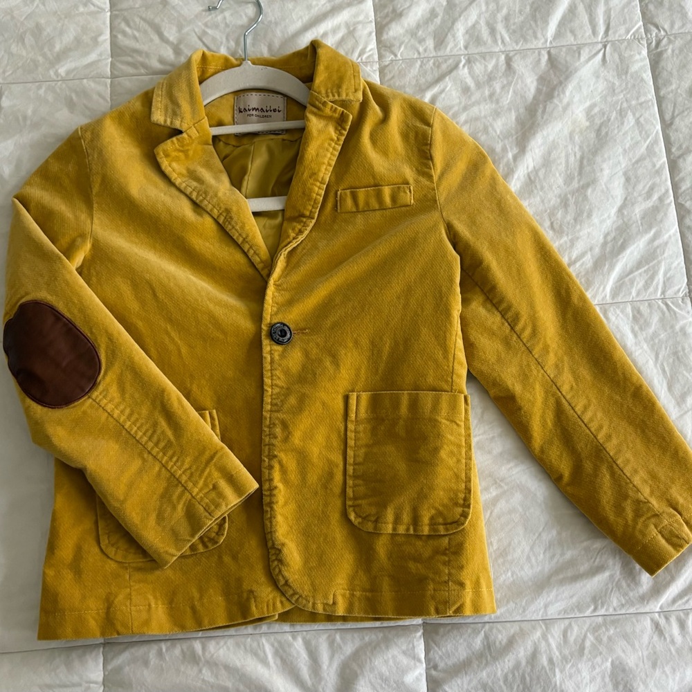 Hanna Andersson Mustard Jacket with Brown Elbow Patches